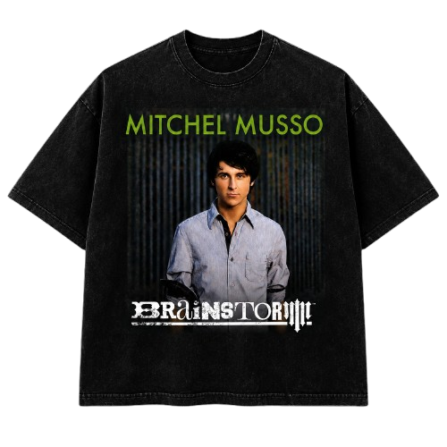 Black washed tee with the Brainstorm album cover
